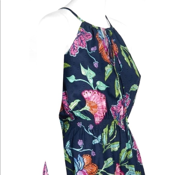 Taylor NWT Navy Floral Print Keyhole Front Tiered Spring Summer Dress Size 2 - Picture 6 of 15